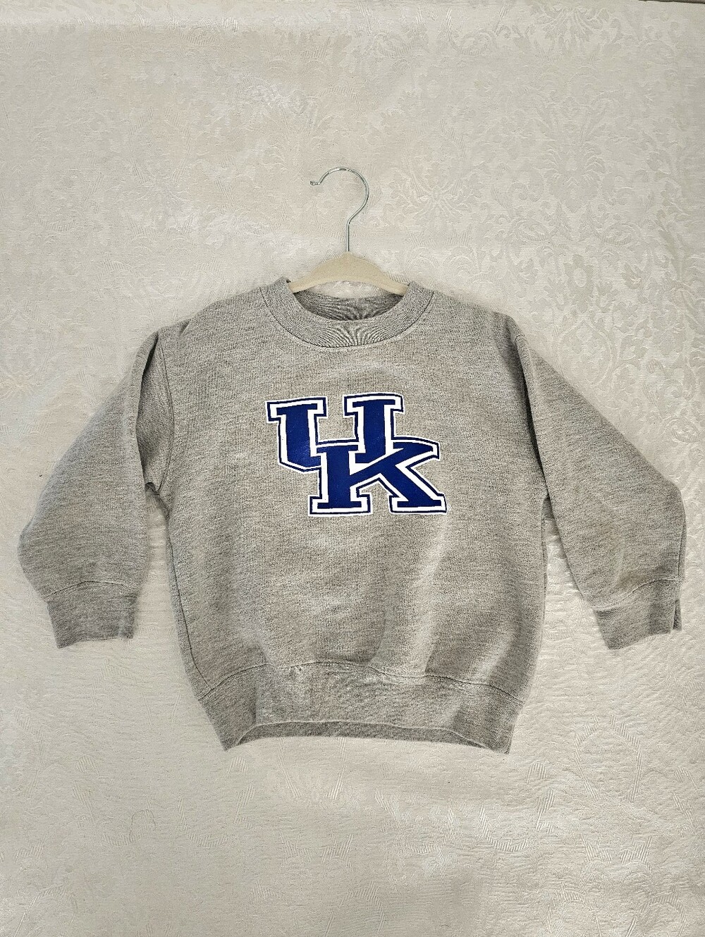UK Logo Grey Kids Sweatshirt - Blue Lettering